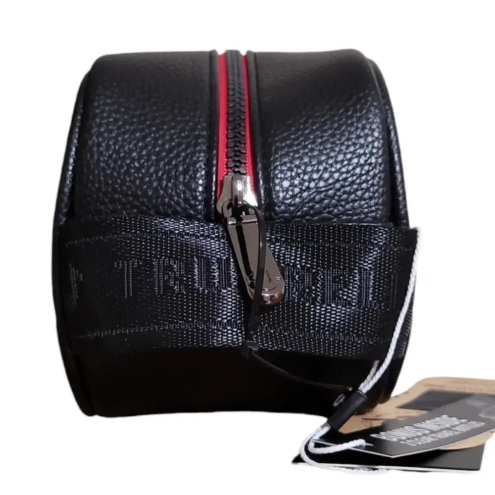 True Religion Travel Bag Dopp Kit Black Faux Leather Horseshoe Logo Shaving Kit - Picture 4 of 8